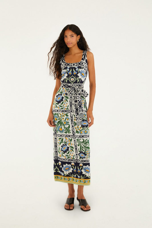 FARM Rio Shop Black Manoela Belted Knit Midi Dress