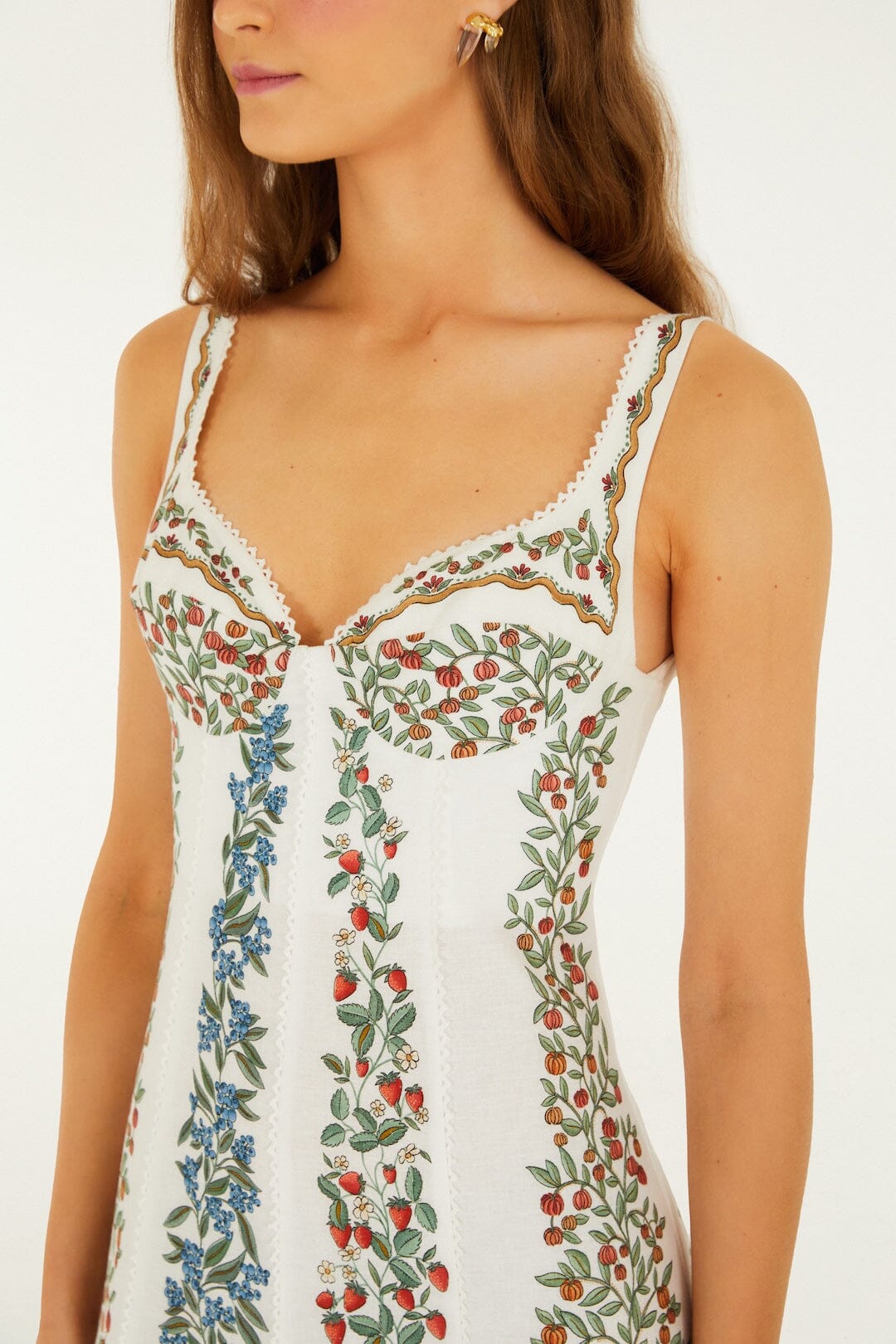 FARM Rio Shop Off-White Fruit Beauty Lenzing Ecovero Euroflax Maxi Dress
