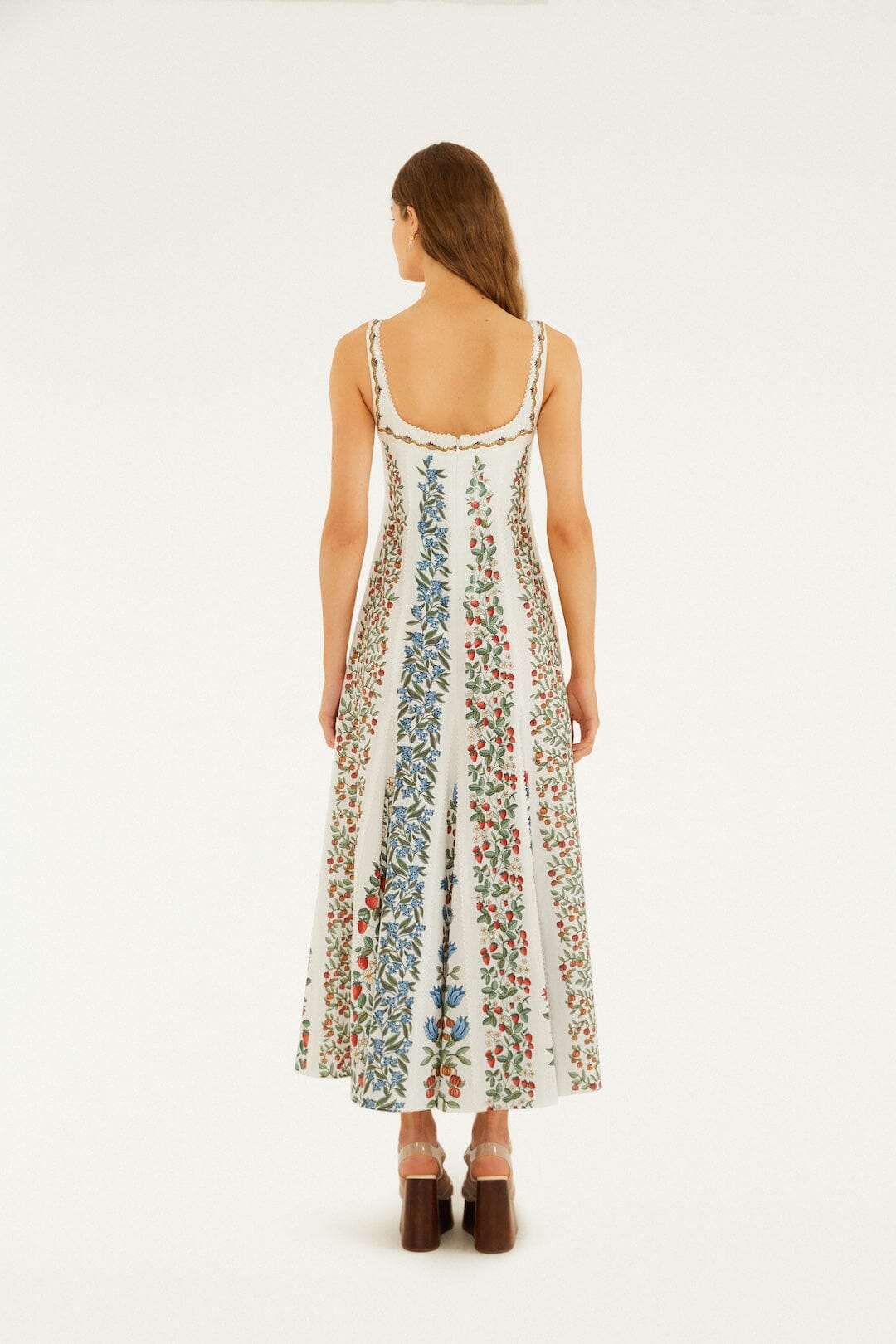 FARM Rio Shop Off-White Fruit Beauty Lenzing Ecovero Euroflax Maxi Dress