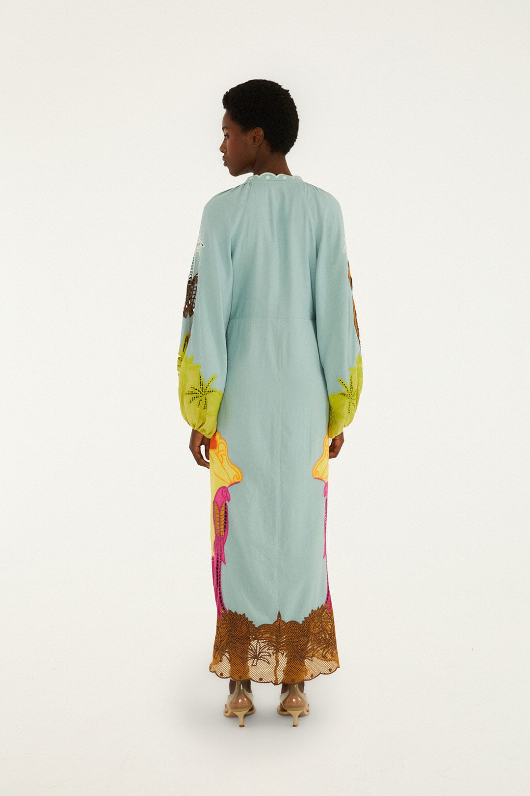 FARM Rio Shop Multicolor Usiacuri Embroidered Lenzing Ecovero Euroflax Richelieu Maxi Dress