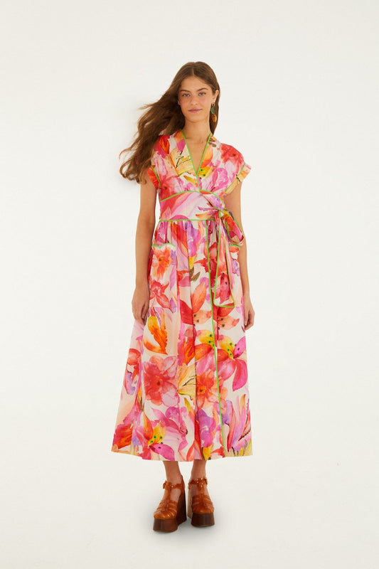FARM Rio Shop Multicolor Artsy Flora Belted Maxi Dress