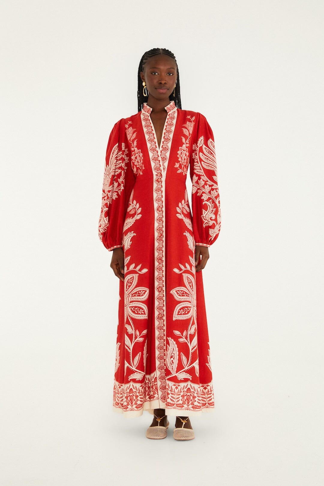 FARM Rio Shop Red Miranda Lenzing Ecovero Euroflax Maxi Dress