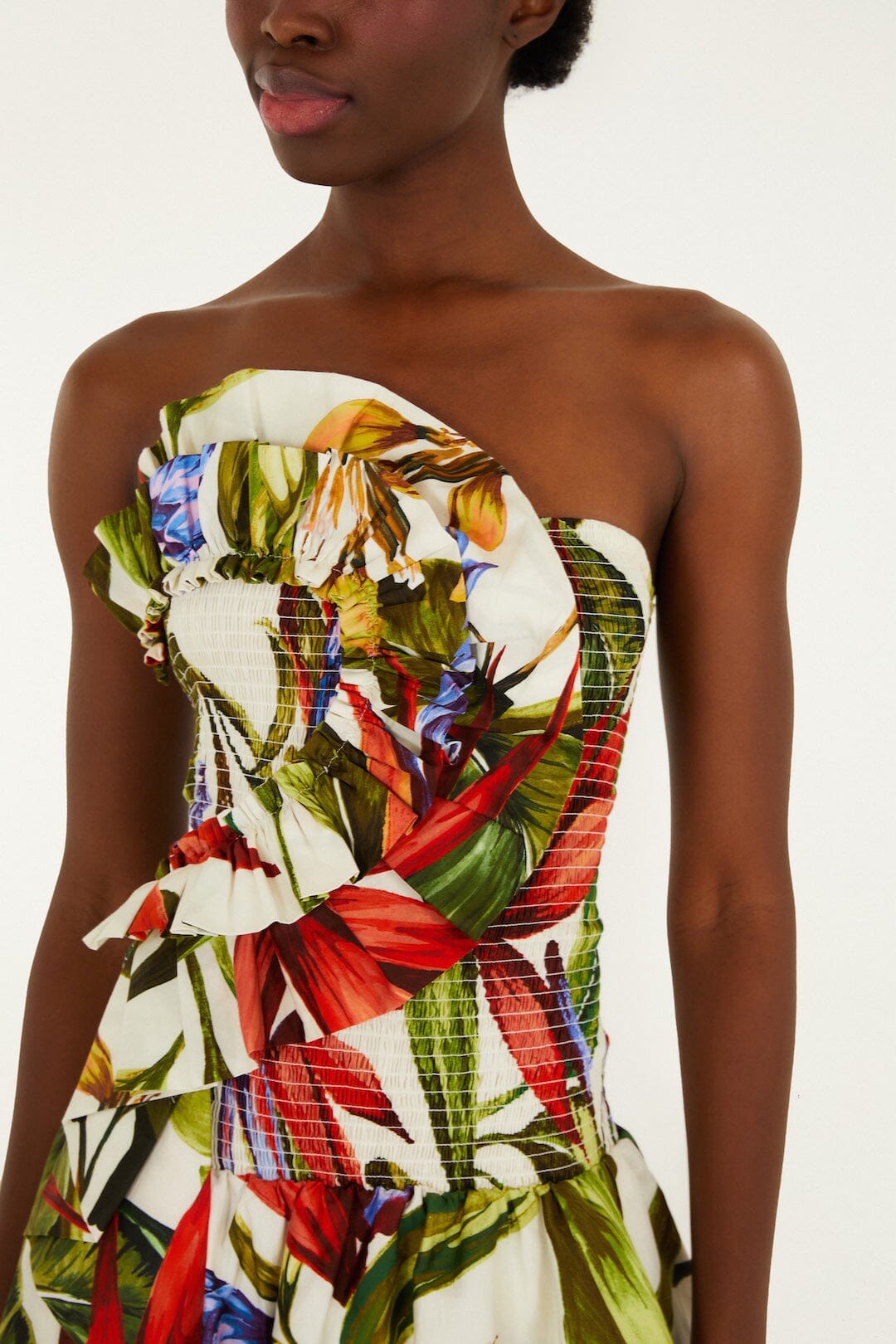 FARM Rio Shop Sand Florart Strapless Maxi Dress
