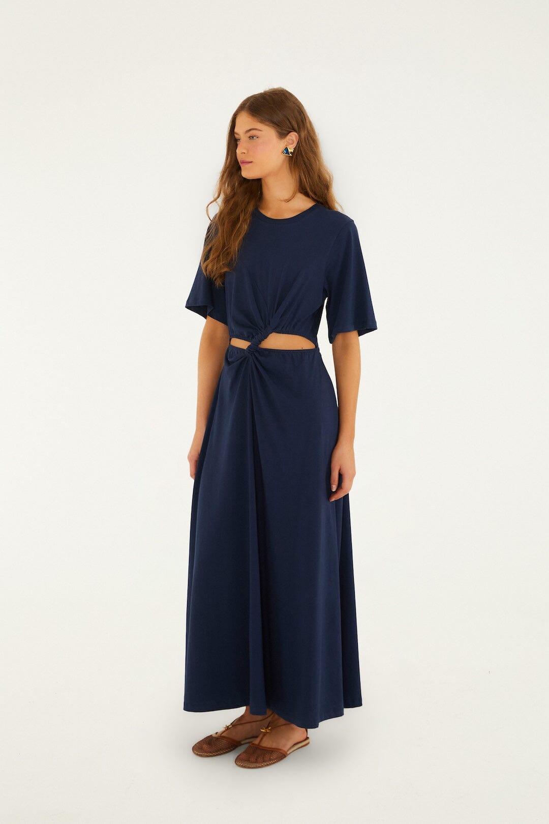 FARM Rio Shop Dark Blue Cut-Out Short Sleeve Maxi Dress