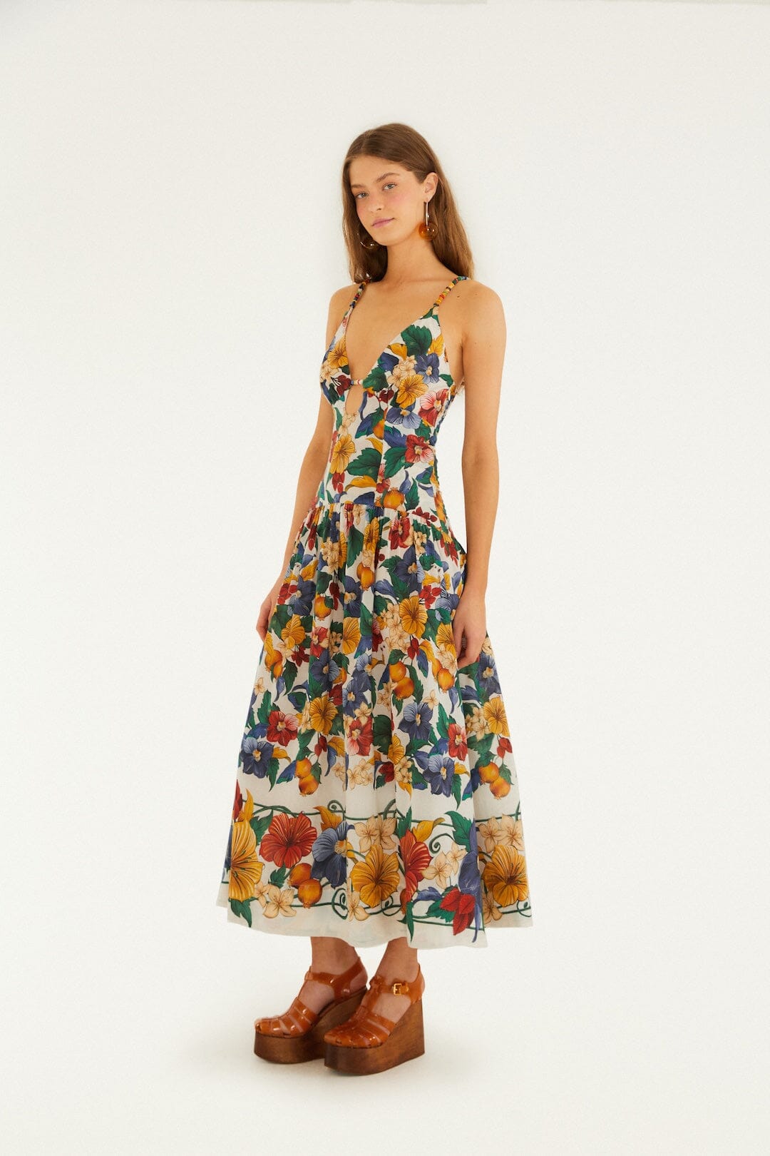 FARM Rio Shop Off-White Tropi Embroidered Maxi Dress