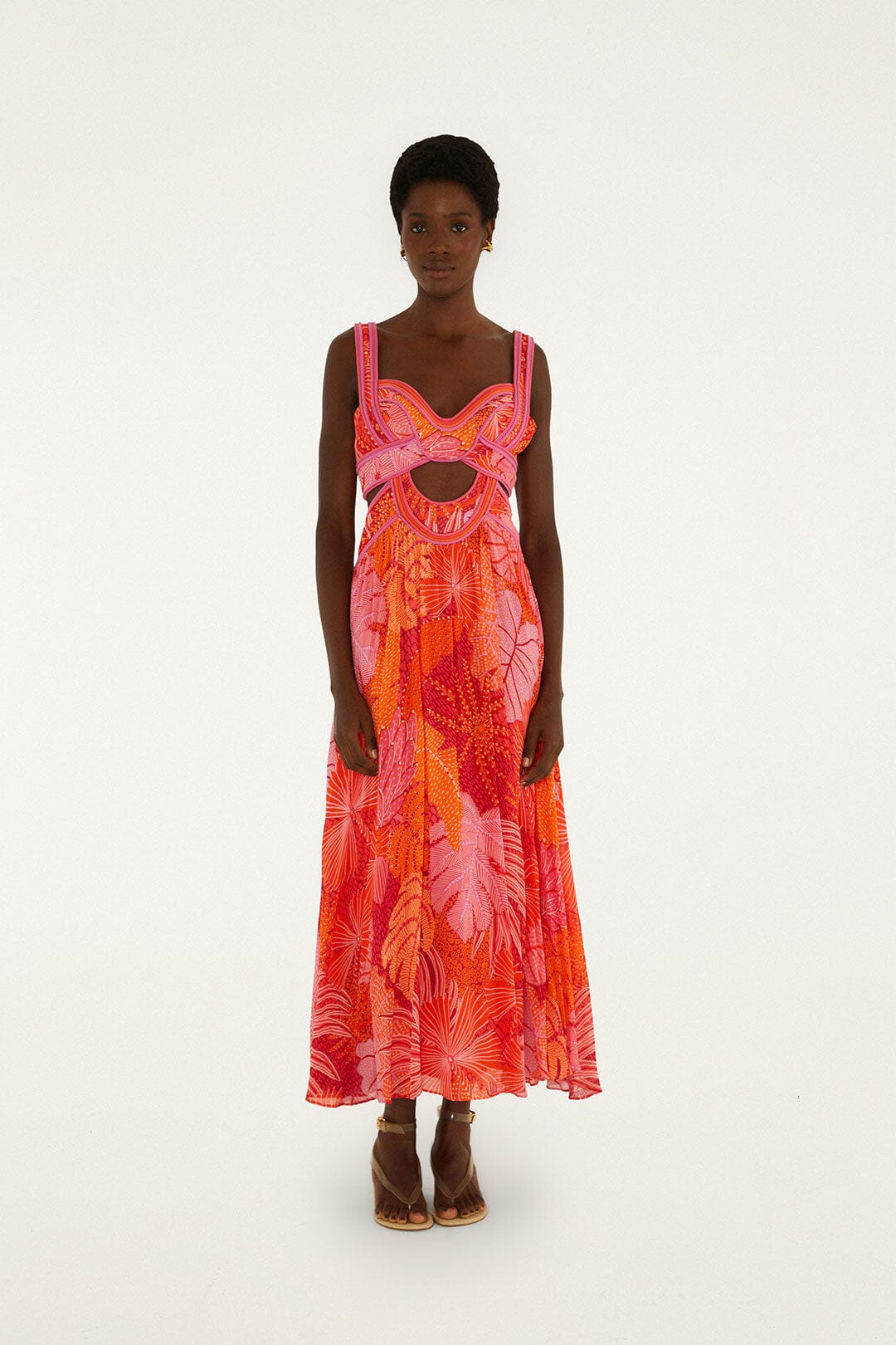 FARM Rio Shop Multicolor Delicate Forest Cut-Out Maxi Dress