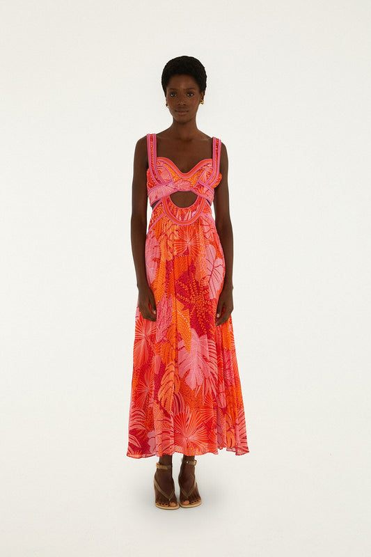 FARM Rio Shop Multicolor Delicate Forest Cut-Out Maxi Dress