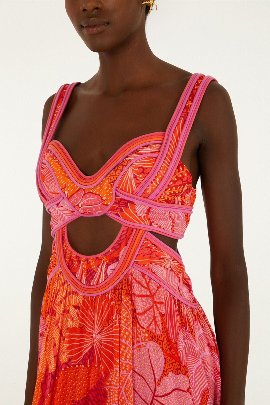 FARM Rio Shop Multicolor Delicate Forest Cut-Out Maxi Dress