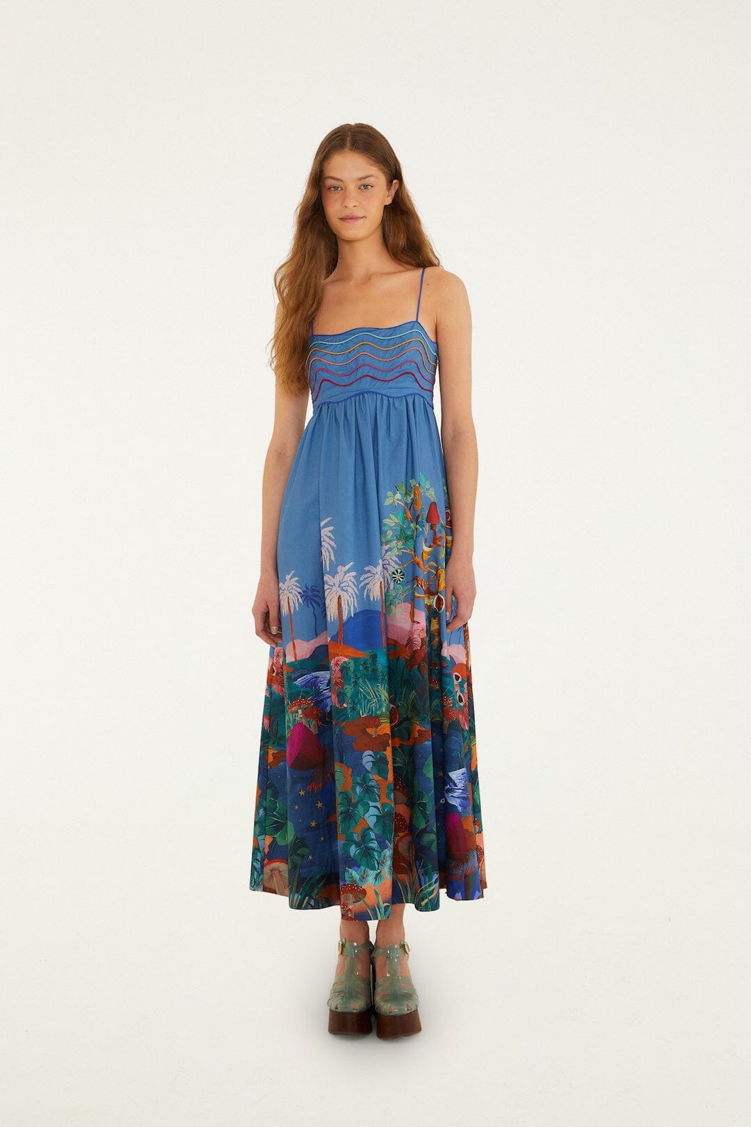 FARM Rio Shop Multicolor Dream Landscape Organic Cotton Sleeveless Maxi Dress