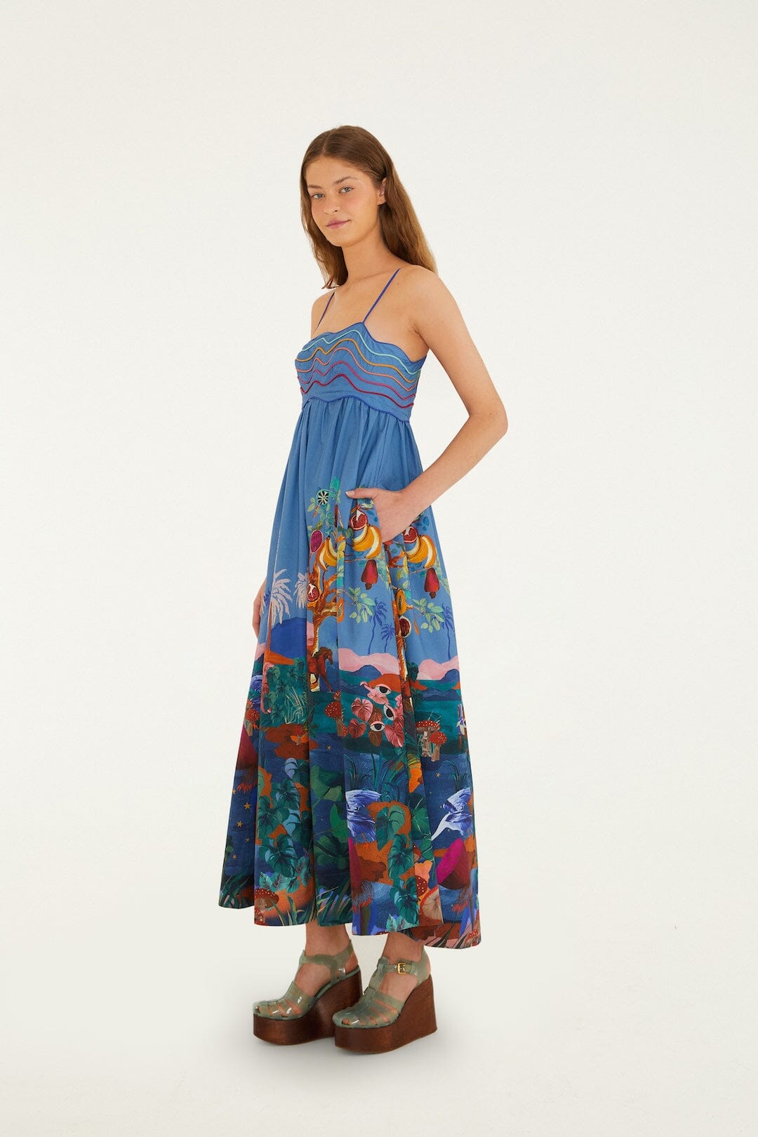 FARM Rio Shop Multicolor Dream Landscape Organic Cotton Sleeveless Maxi Dress