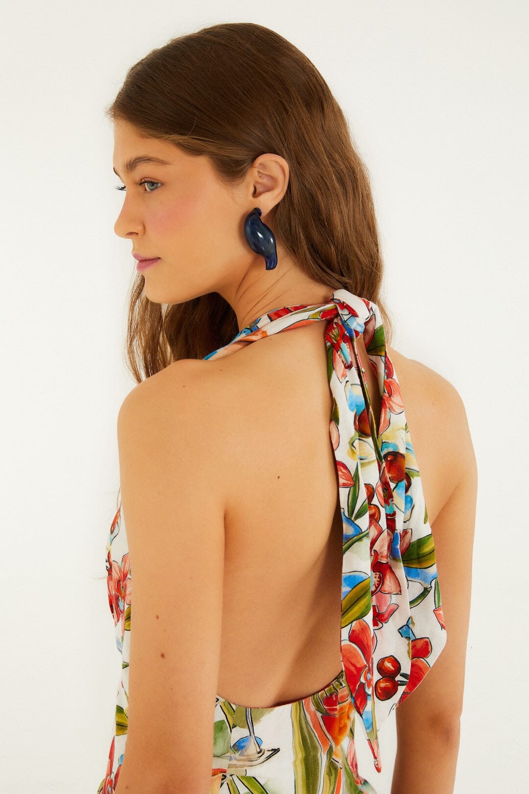 FARM Rio Shop Off-White Cocktail Lenzing Ecovero Euroflax Maxi Dress