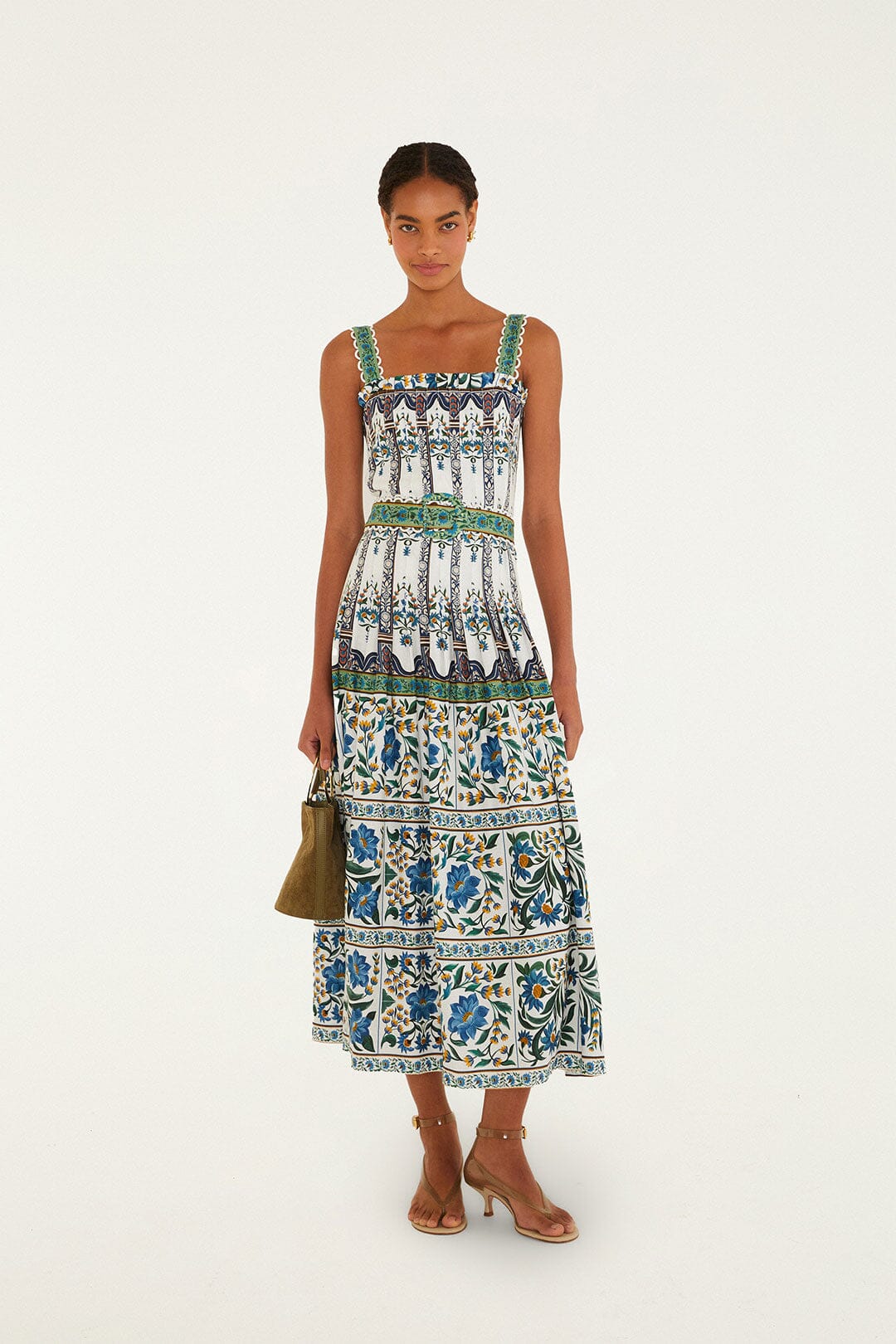 FARM Rio Shop Off-White Manoela Belted Lenzing Ecovero Euroflax Maxi Dress
