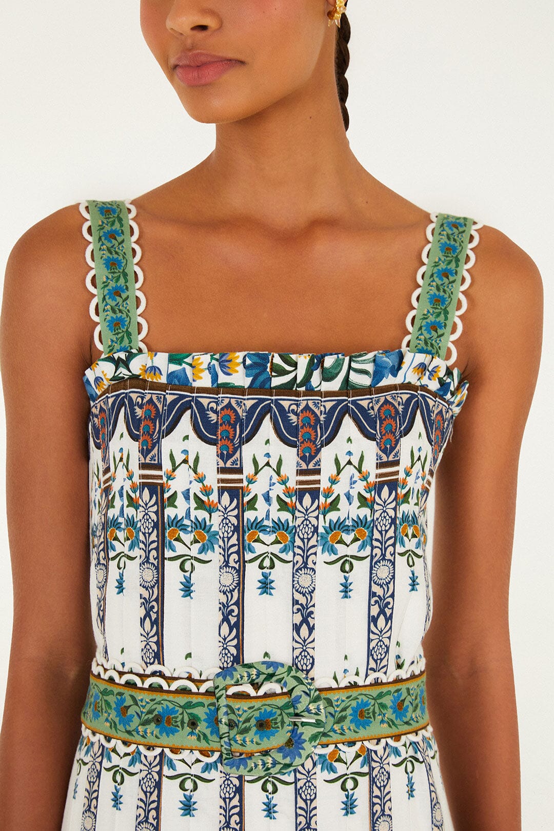 FARM Rio Shop Off-White Manoela Belted Lenzing Ecovero Euroflax Maxi Dress