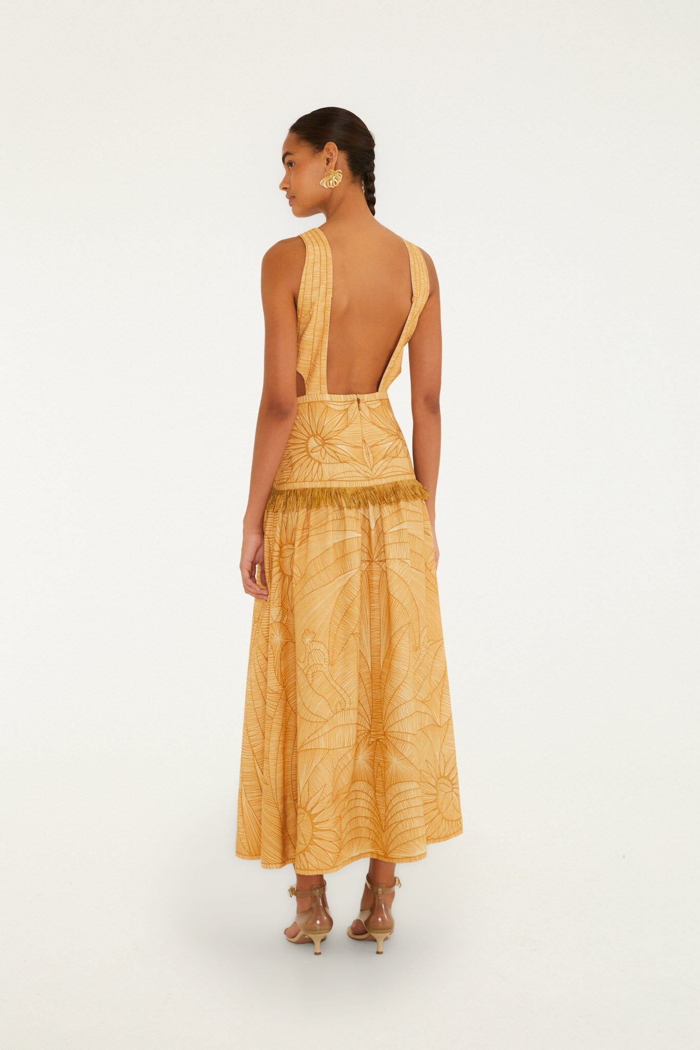 FARM Rio Shop Caramel Usiacuri Cut-Out Lenzing Ecovero Euroflax Maxi Dress