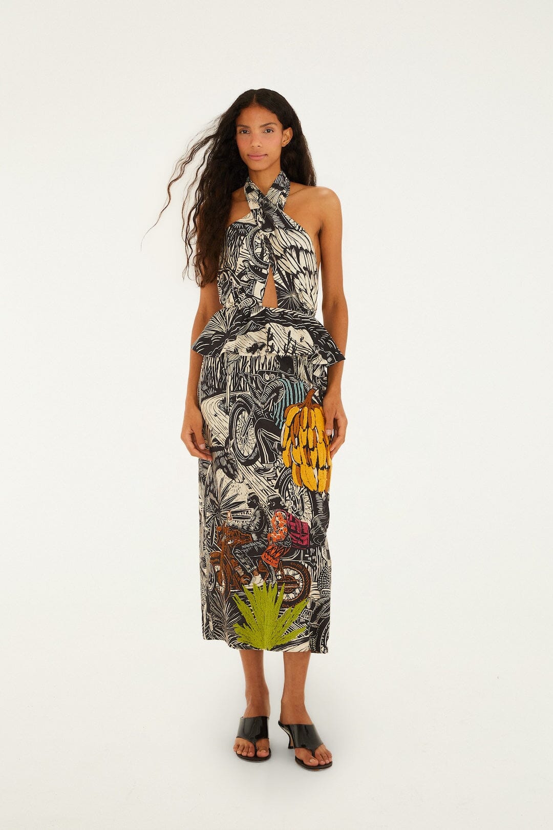 FARM Rio Shop Ruta Beige Embroidered Lenzing Ecovero Euroflax Maxi Dress