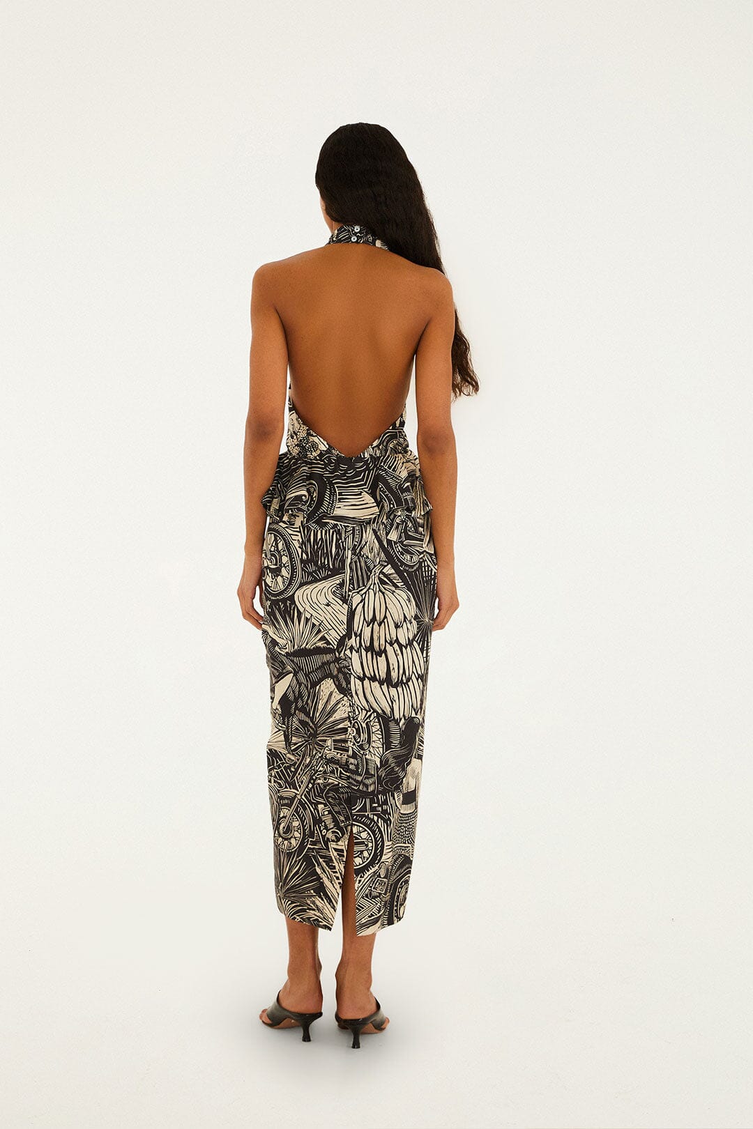 FARM Rio Shop Ruta Beige Embroidered Lenzing Ecovero Euroflax Maxi Dress