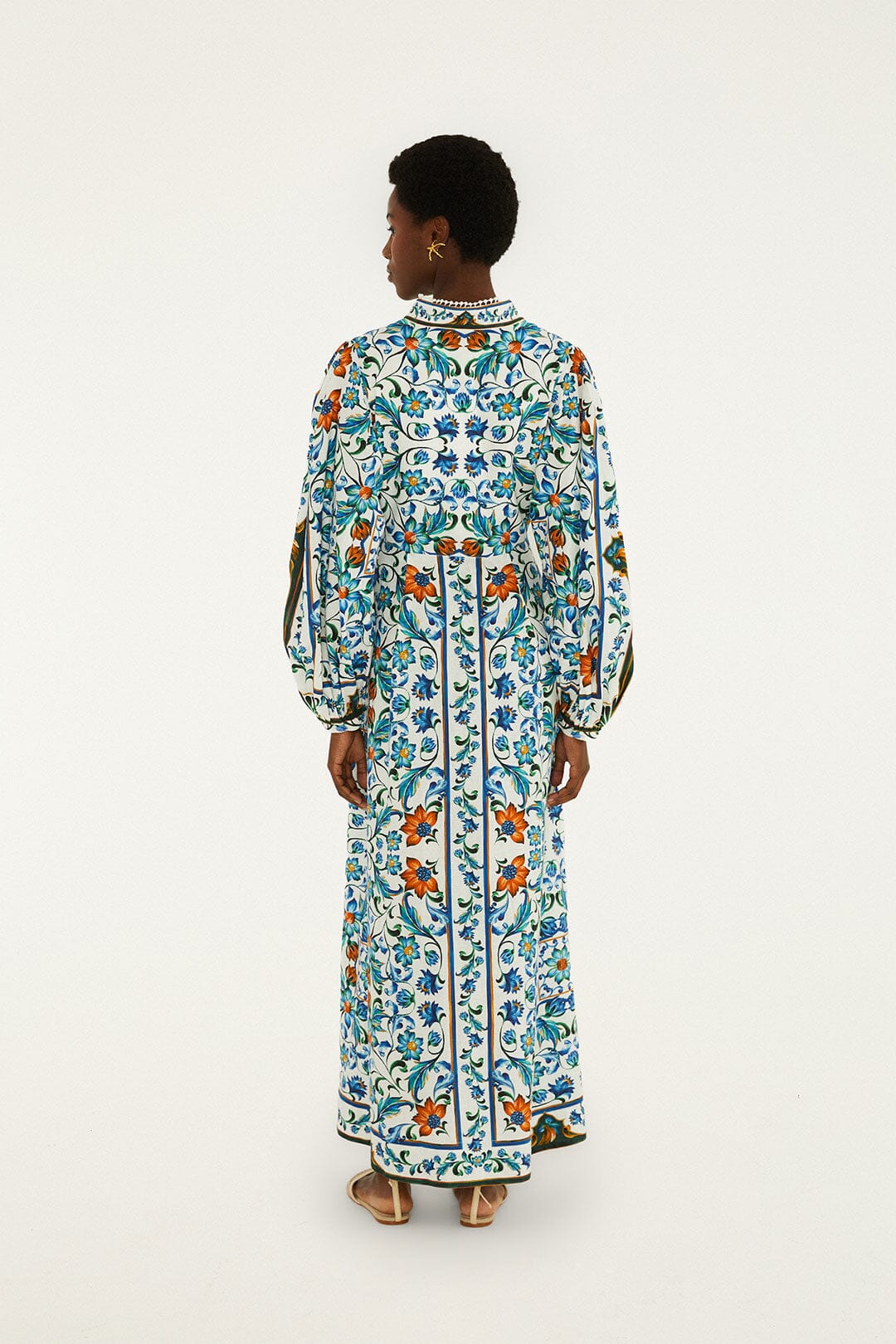 FARM Rio Shop Off-White Flora Tile Lenzing Ecovero Euroflax Maxi Dress