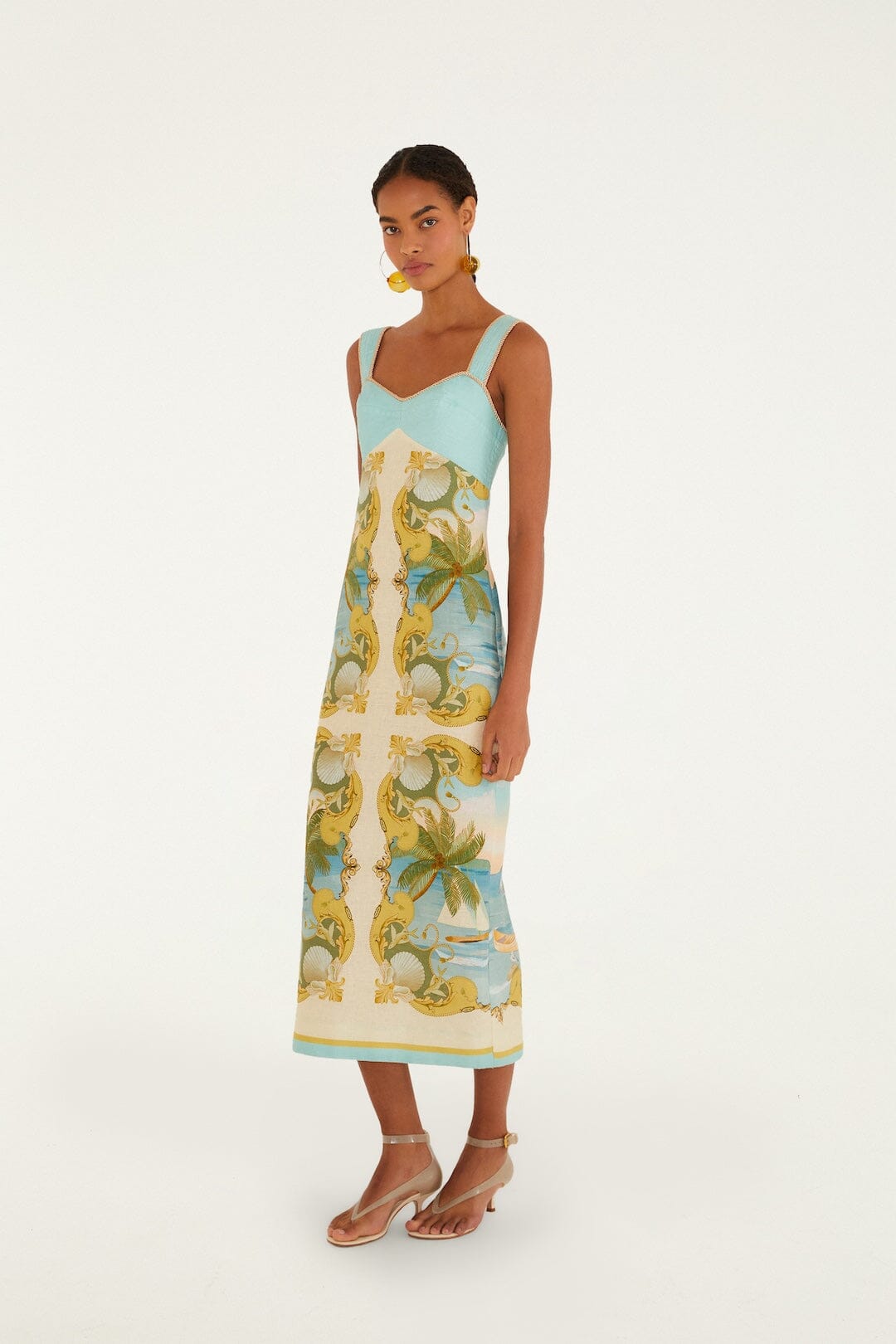 FARM Rio Shop Multicolor Royal Sea Euroflax Premium Linen Maxi Dress
