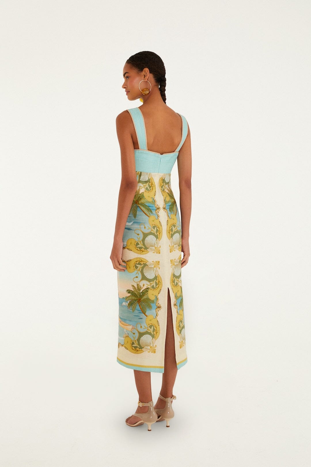 FARM Rio Shop Multicolor Royal Sea Euroflax Premium Linen Maxi Dress