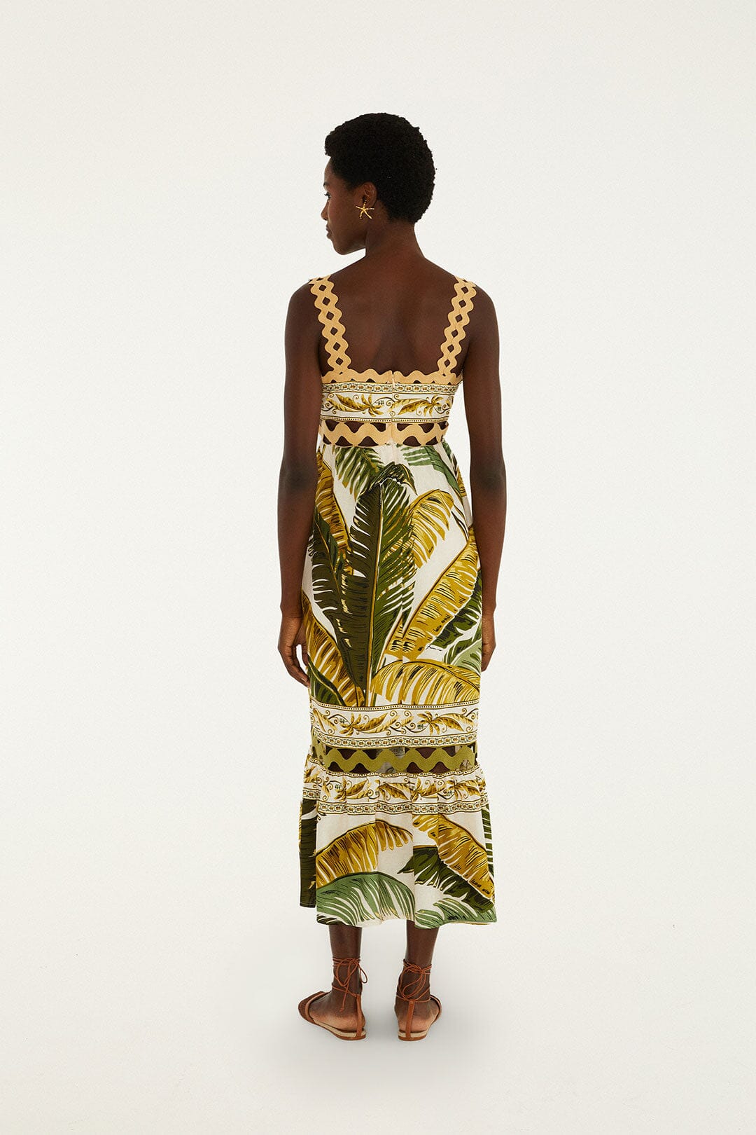 FARM Rio Shop Sand Trancoso Wavy Trim Lenzing Ecovero Euroflax Maxi Dress