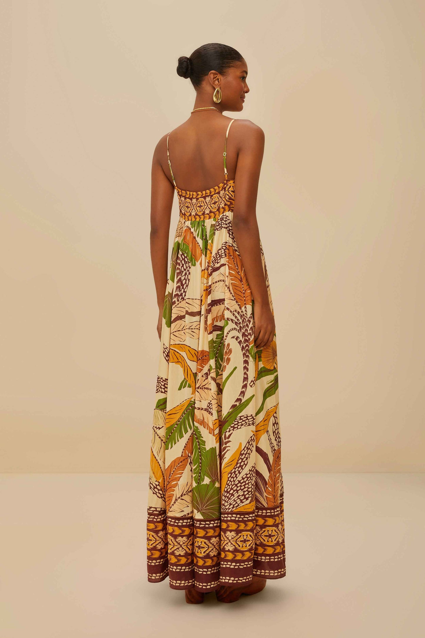 FARM Rio Shop Sand Foliage Sketch Maxi Dress
