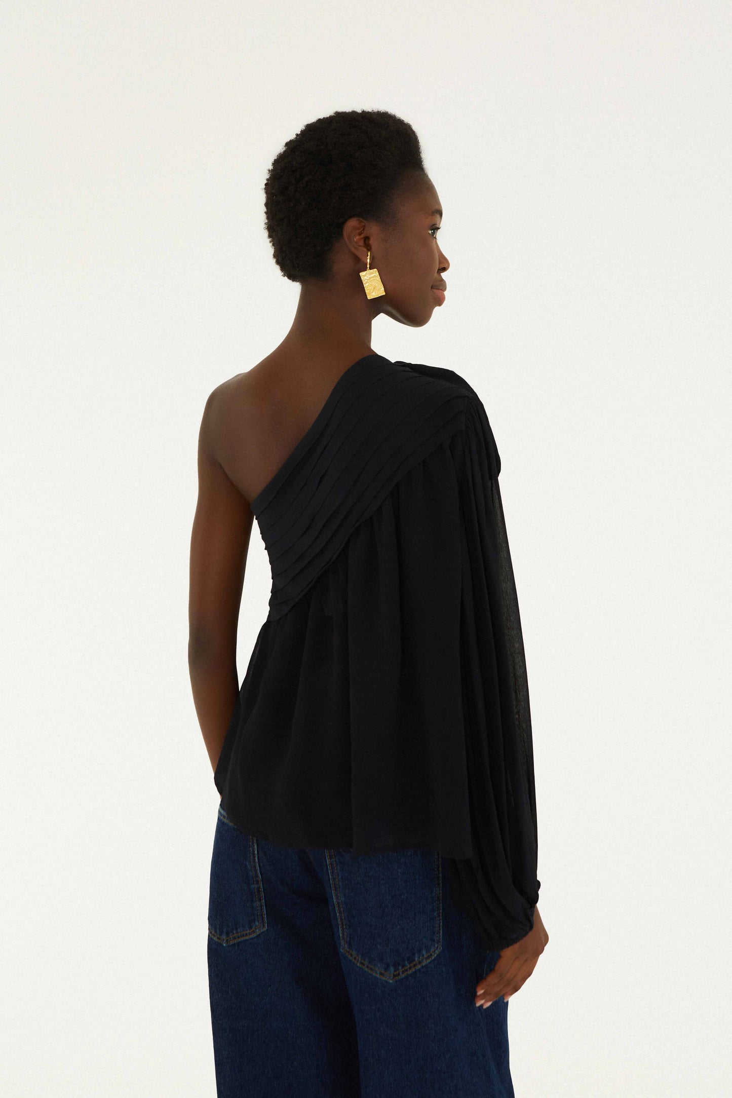 FARM Rio Shop Black Rose One Shoulder Blouse