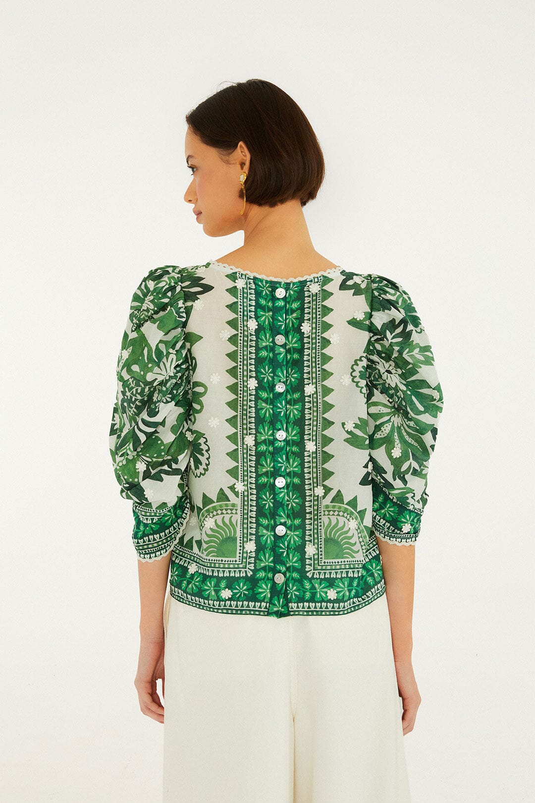 FARM Rio Shop Green Flora Tapestry Blouse