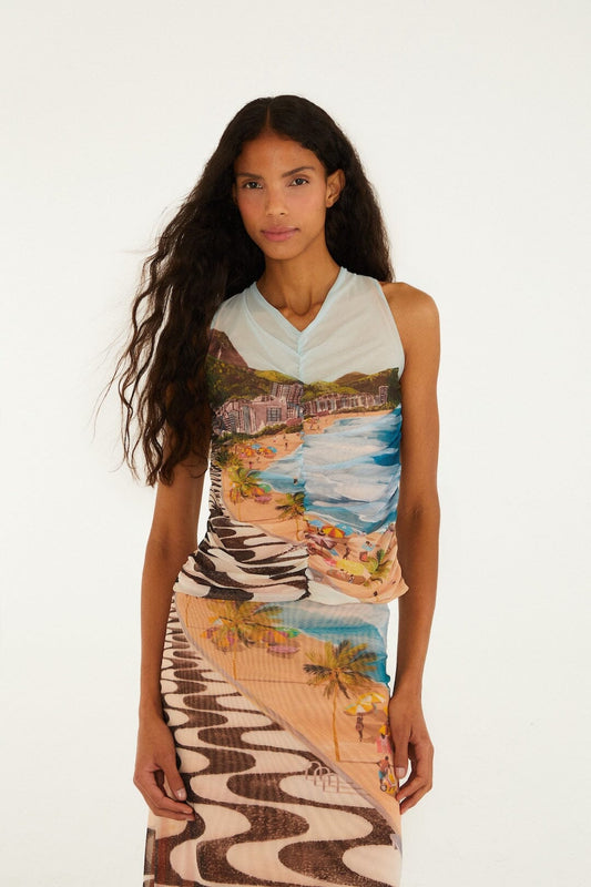 FARM Rio Shop Multicolor Copacabana Beach Sleeveless Blouse