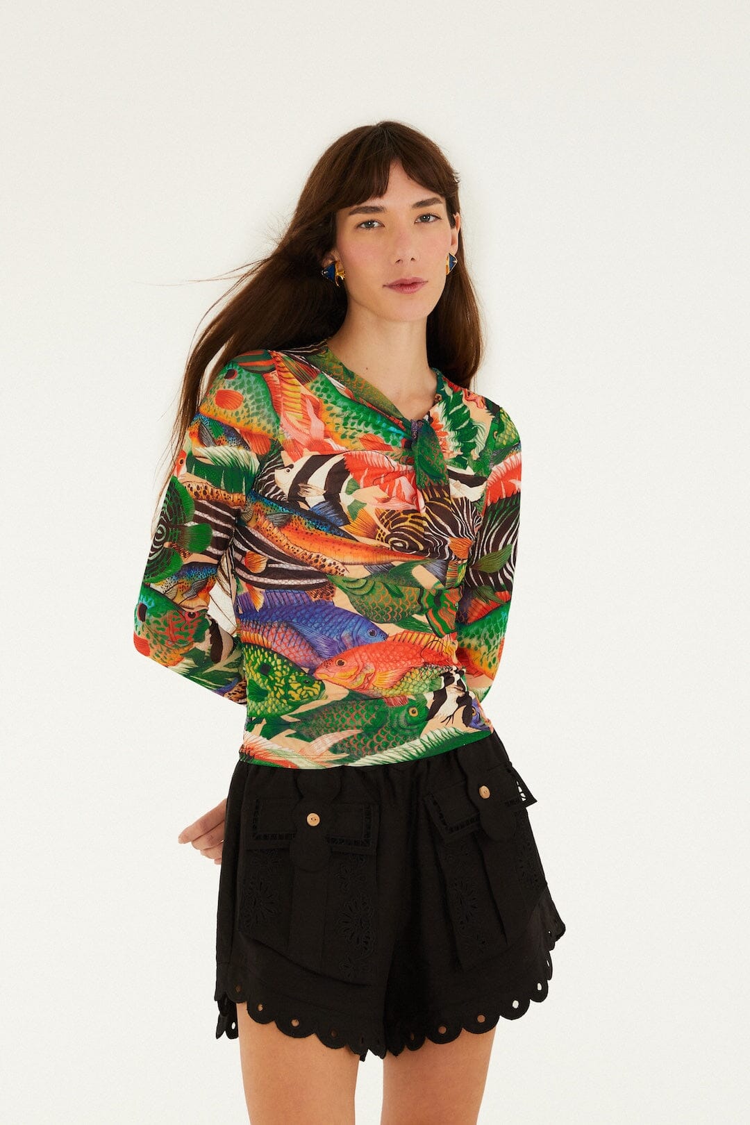 FARM Rio Shop Multicolor Fish Sea Tule Blouse