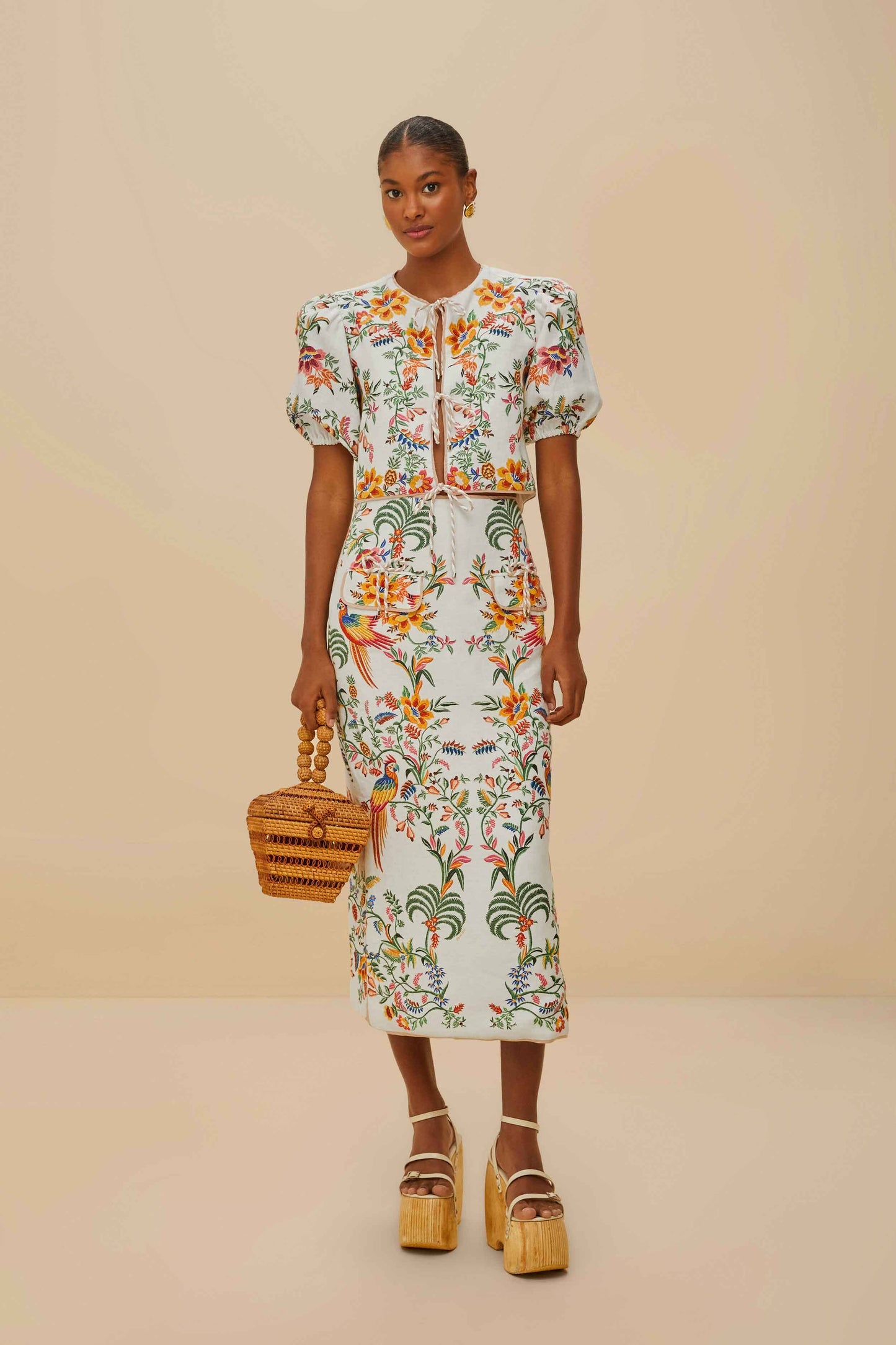 FARM Rio Shop Off-White Delicate Forest Scarves Blouse