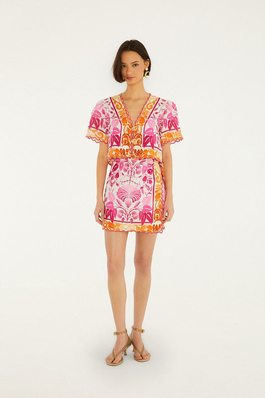 FARM Rio Shop Off-White Santorini Euroflax Premium Linen Mini Skirt