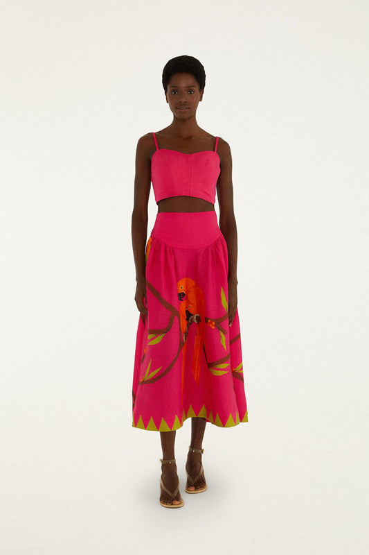 FARM Rio Shop Pink Euroflax Premium Linen Maxi Skirt