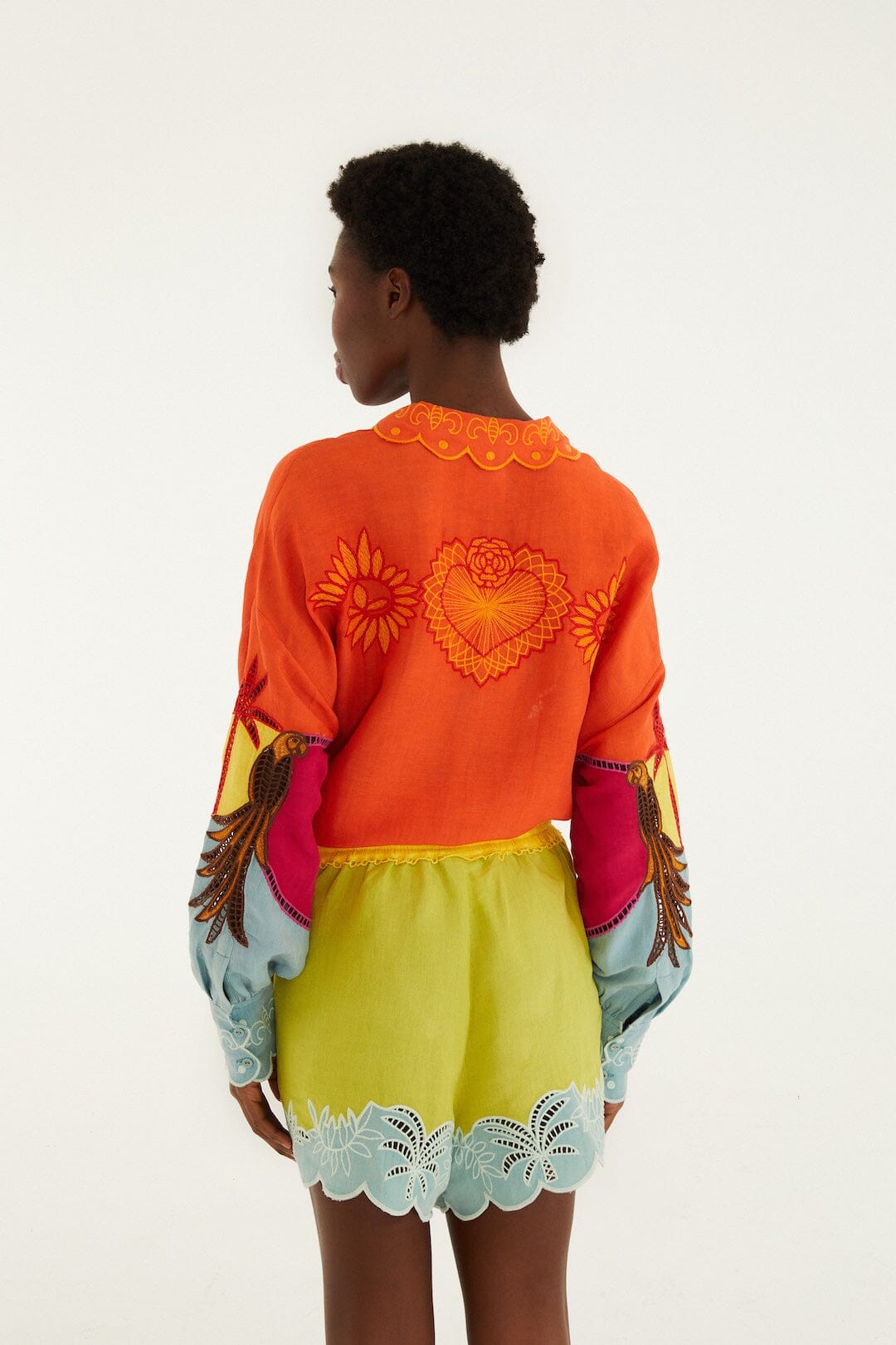 FARM Rio Shop Multicolor Usiacuri Embroidered Lenzing Ecovero Euroflax Richelieu Shorts