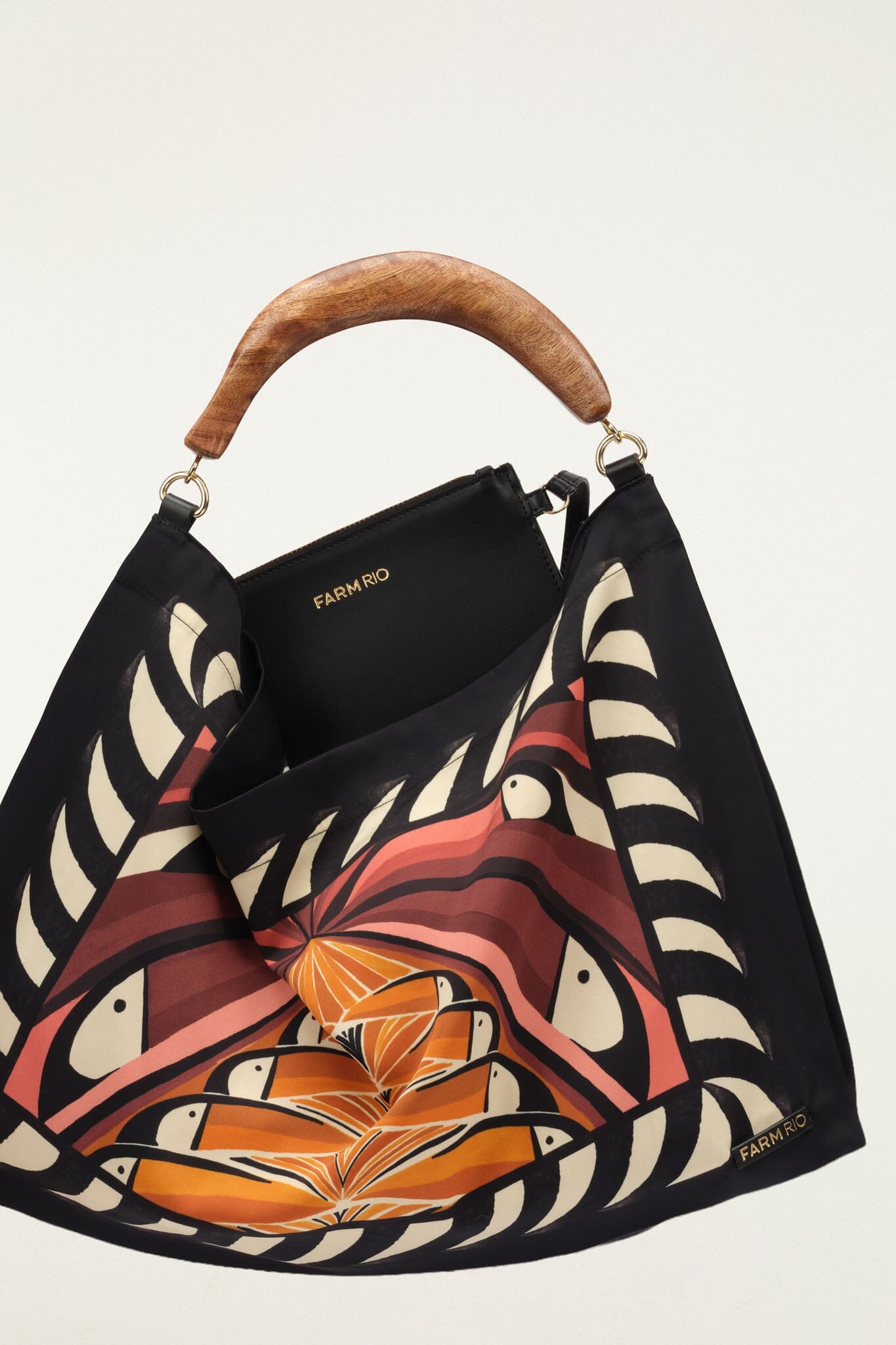 FARM Rio Shop Black Satin Small Scarf Bag