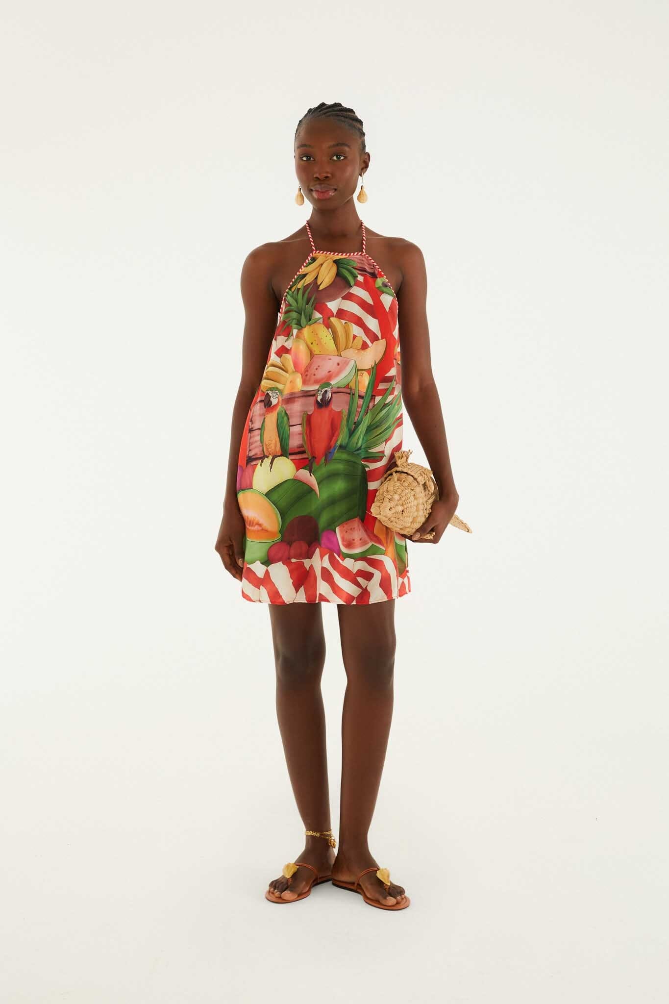 FARM Rio Shop Multicolor Tropical Rope Ties Mini Dress
