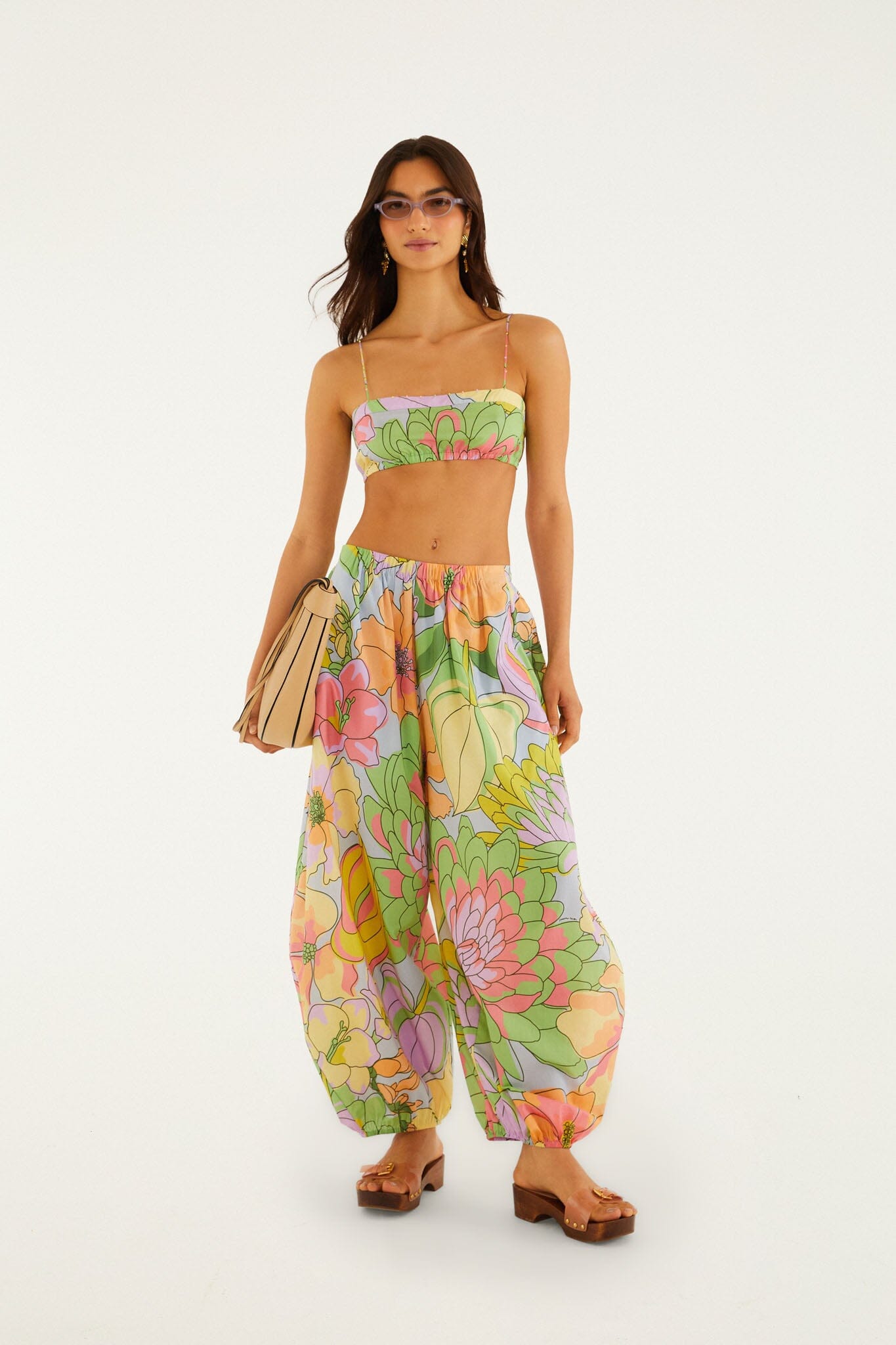 FARM Rio Shop Multicolor Spring Affair Beaded Organic Cotton Crop Top