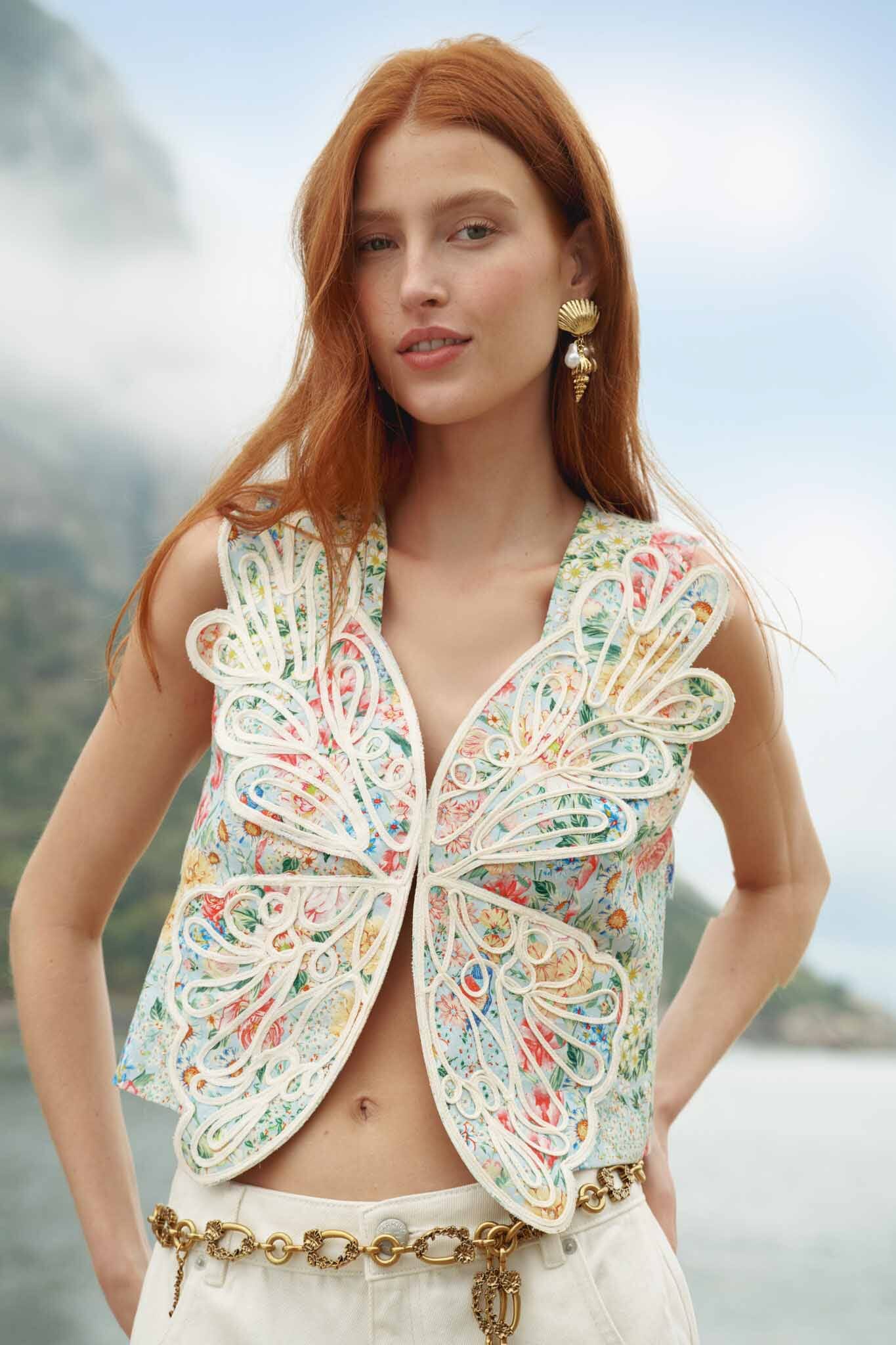 FARM Rio Shop Multicolor Rendeira 3d Euroflax Premium Linen Vest