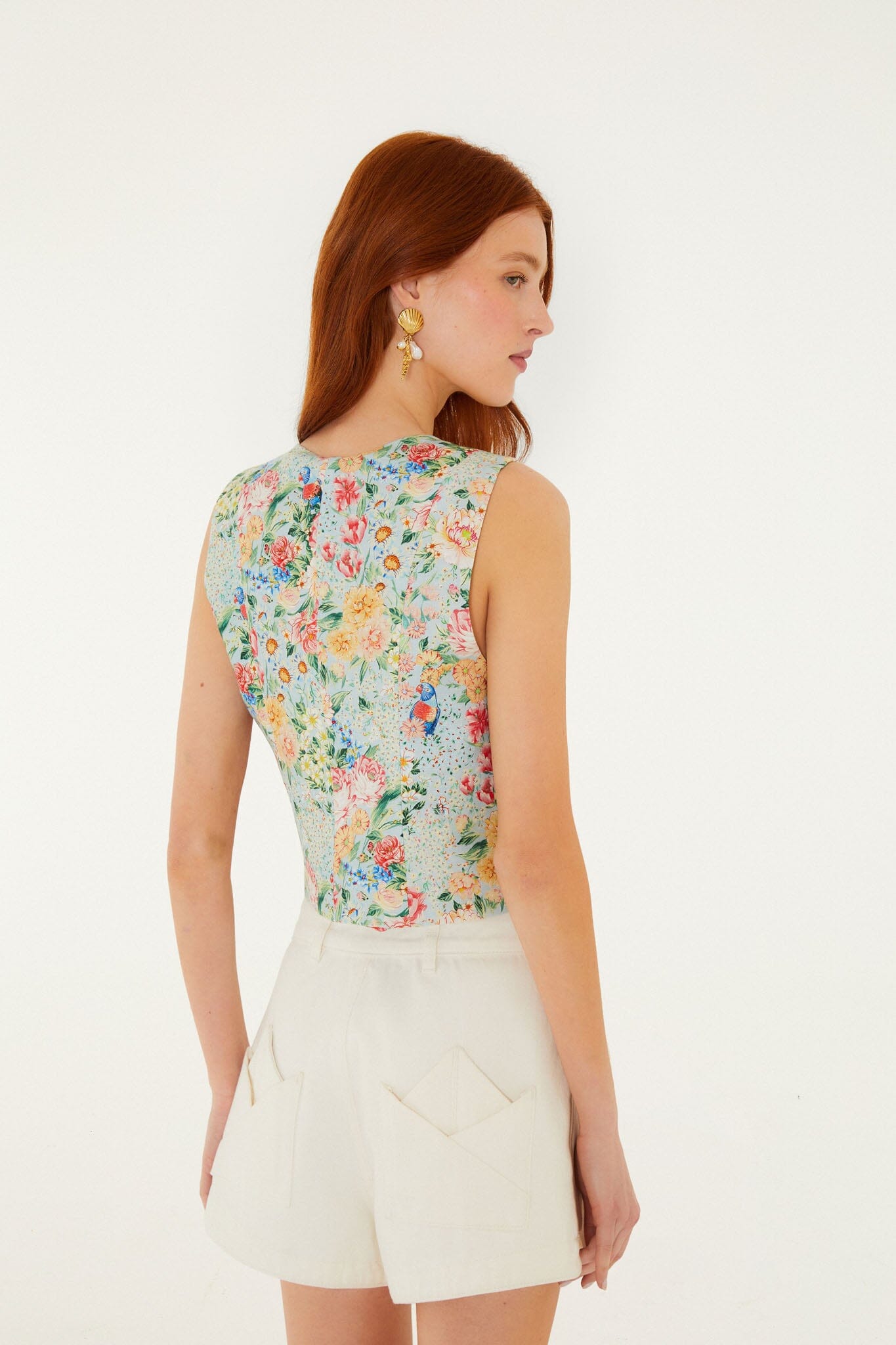 FARM Rio Shop Multicolor Rendeira 3d Euroflax Premium Linen Vest