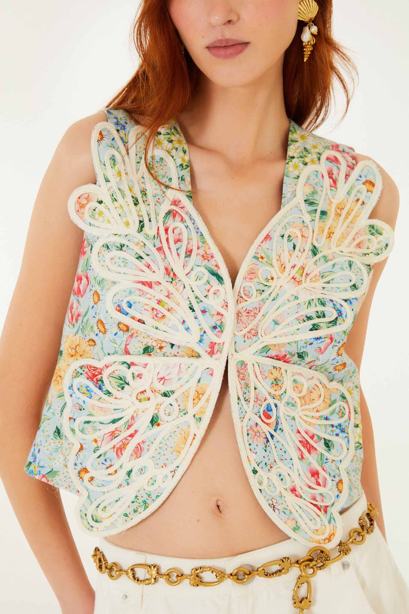 FARM Rio Shop Multicolor Rendeira 3d Euroflax Premium Linen Vest