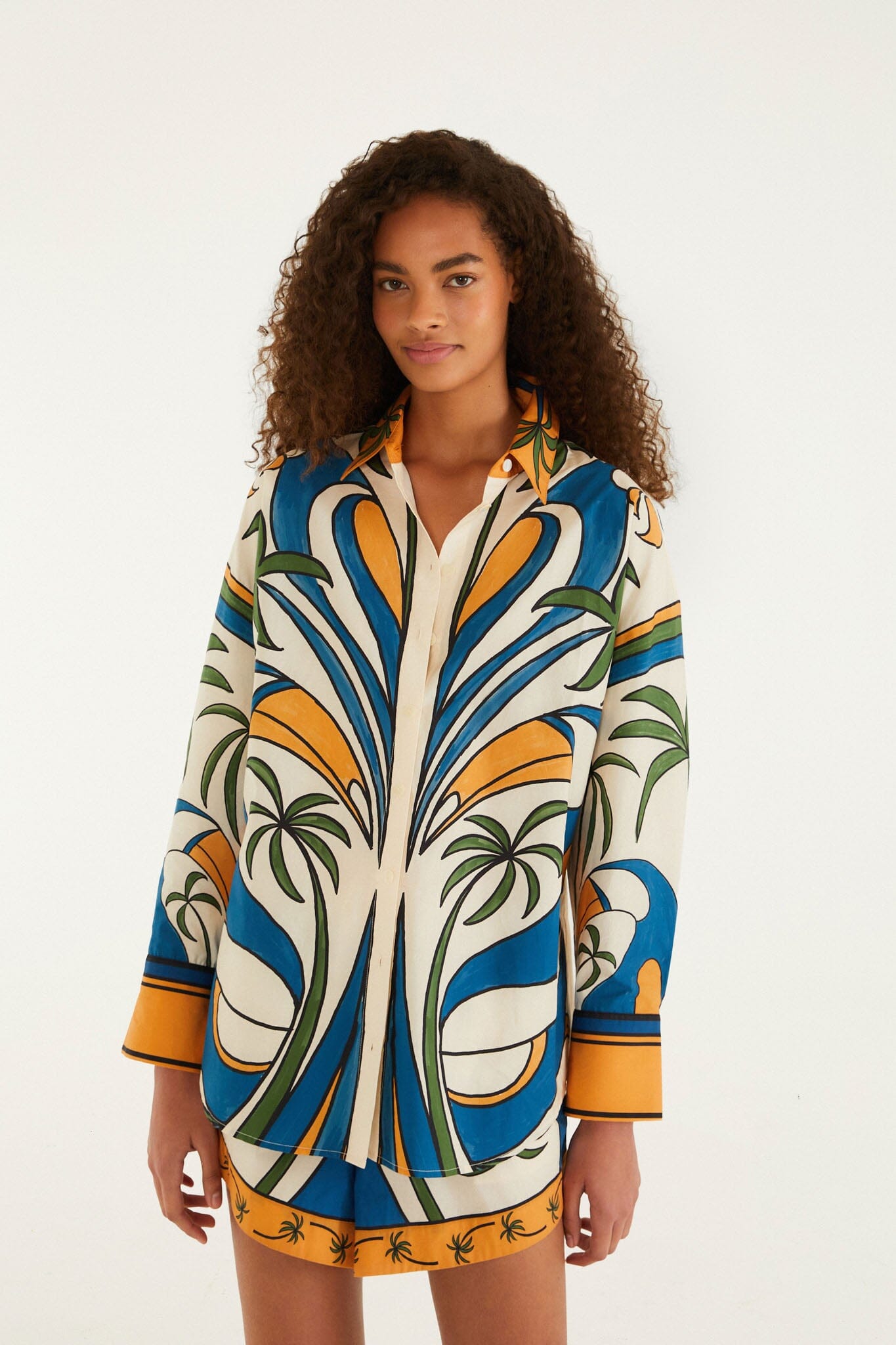 FARM Rio Shop Multicolor Tropical Graphic Collared Buttoned Shirt