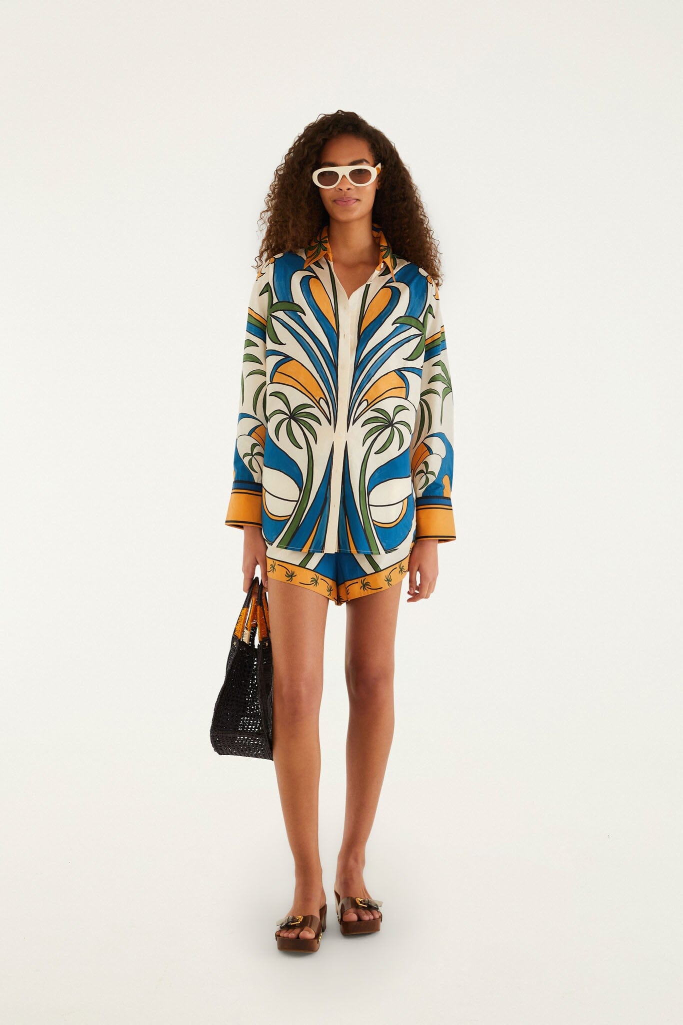 FARM Rio Shop Multicolor Tropical Graphic Collared Buttoned Shirt