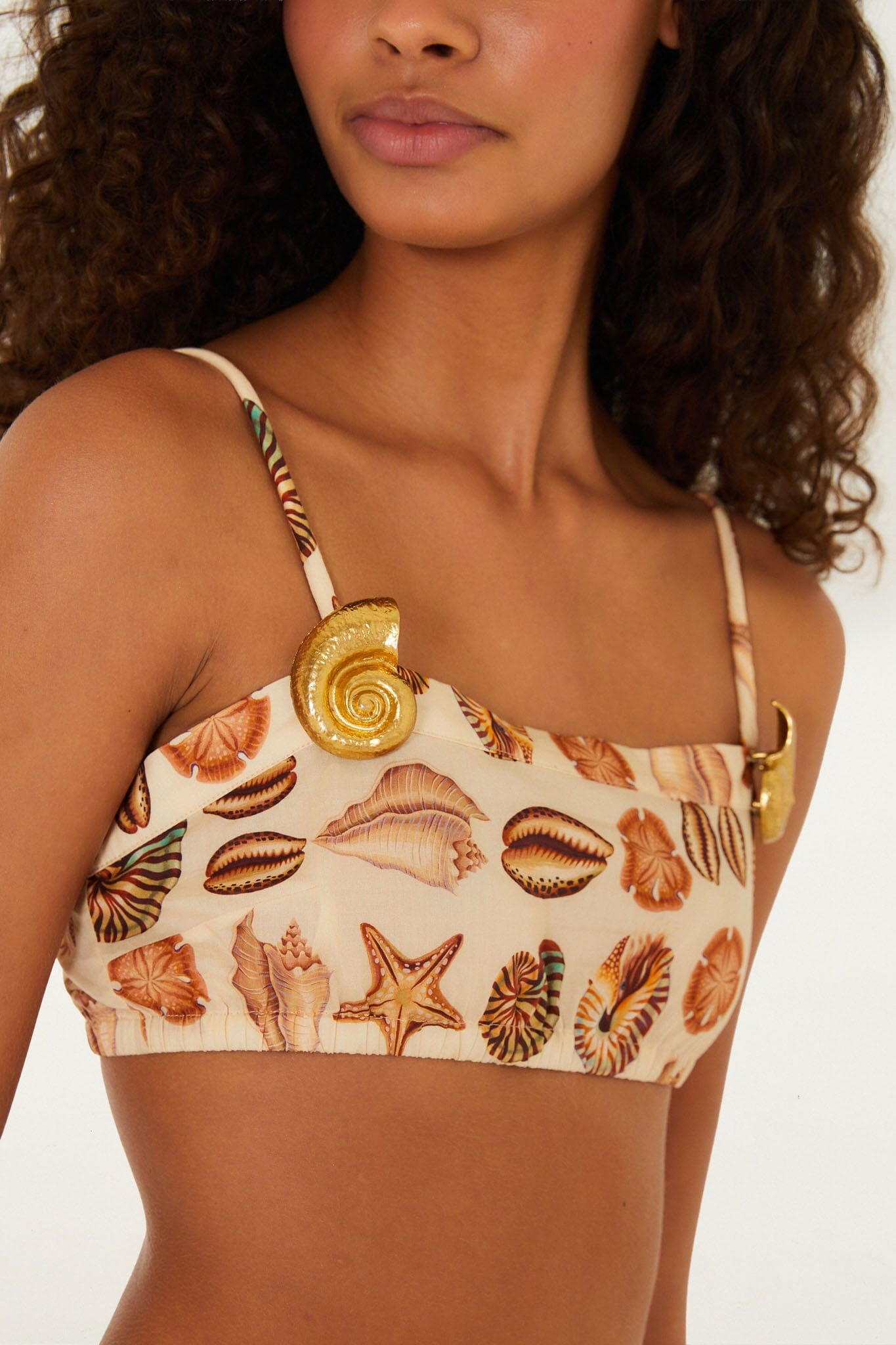 FARM Rio Shop Sand Marine Shells Broch Top