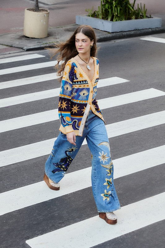 FARM Rio Shop Denim Mystical Wide-Leg Pants