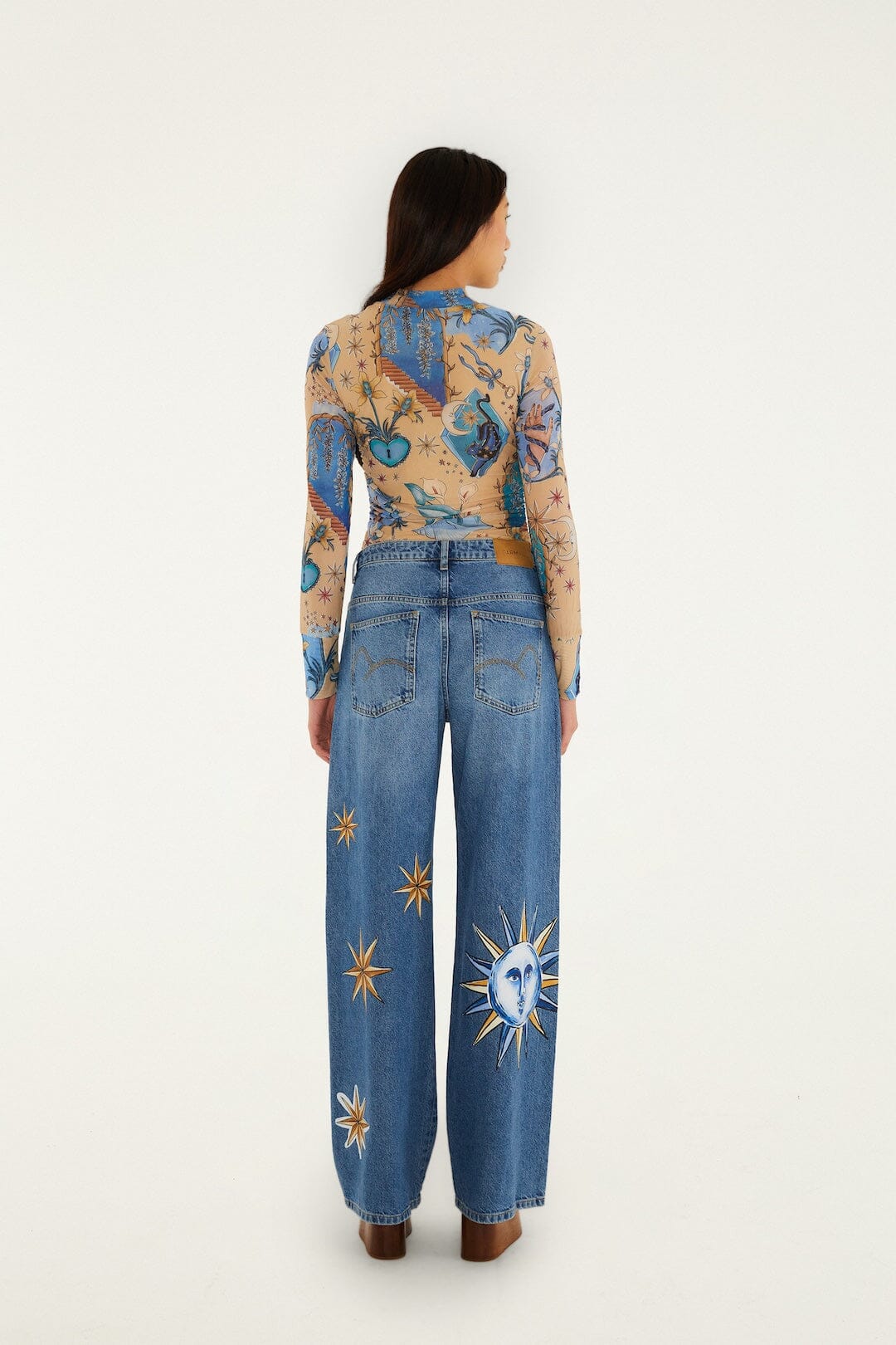 FARM Rio Shop Denim Mystical Wide-Leg Pants