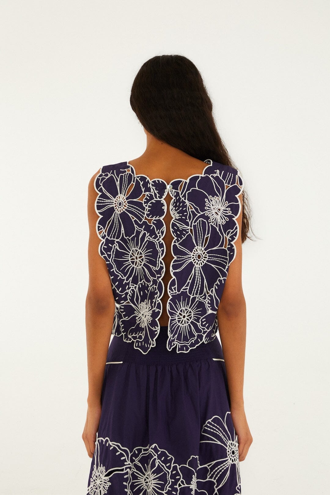 FARM Rio Shop Blue Flowers Richelieu Organic Cotton Crop Top