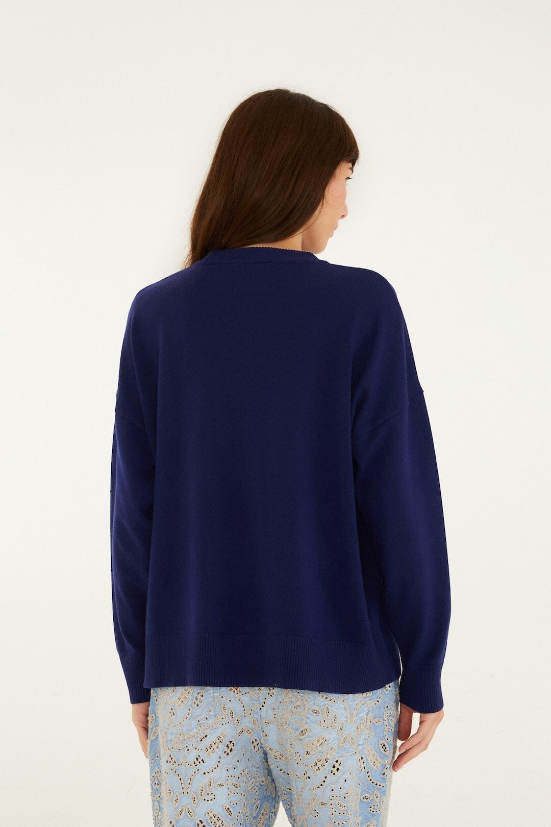 FARM Rio Shop Dark Blue Love Birds Embroidered Sweater