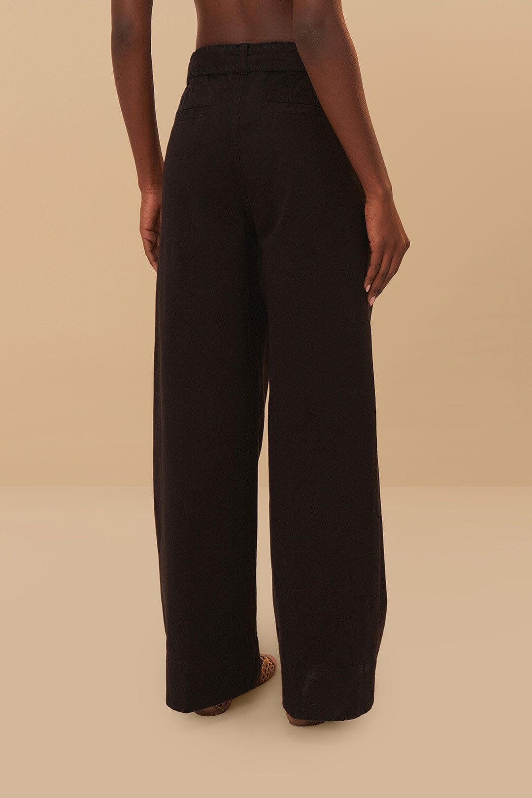 FARM Rio Sale by Type Black Twill Belted Wide Pants